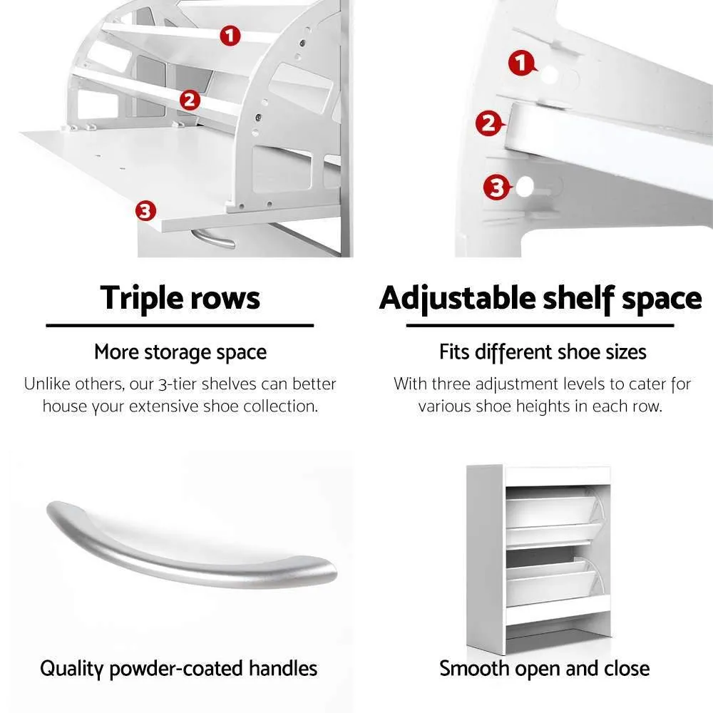 2 Door Shoe Cabinet - White