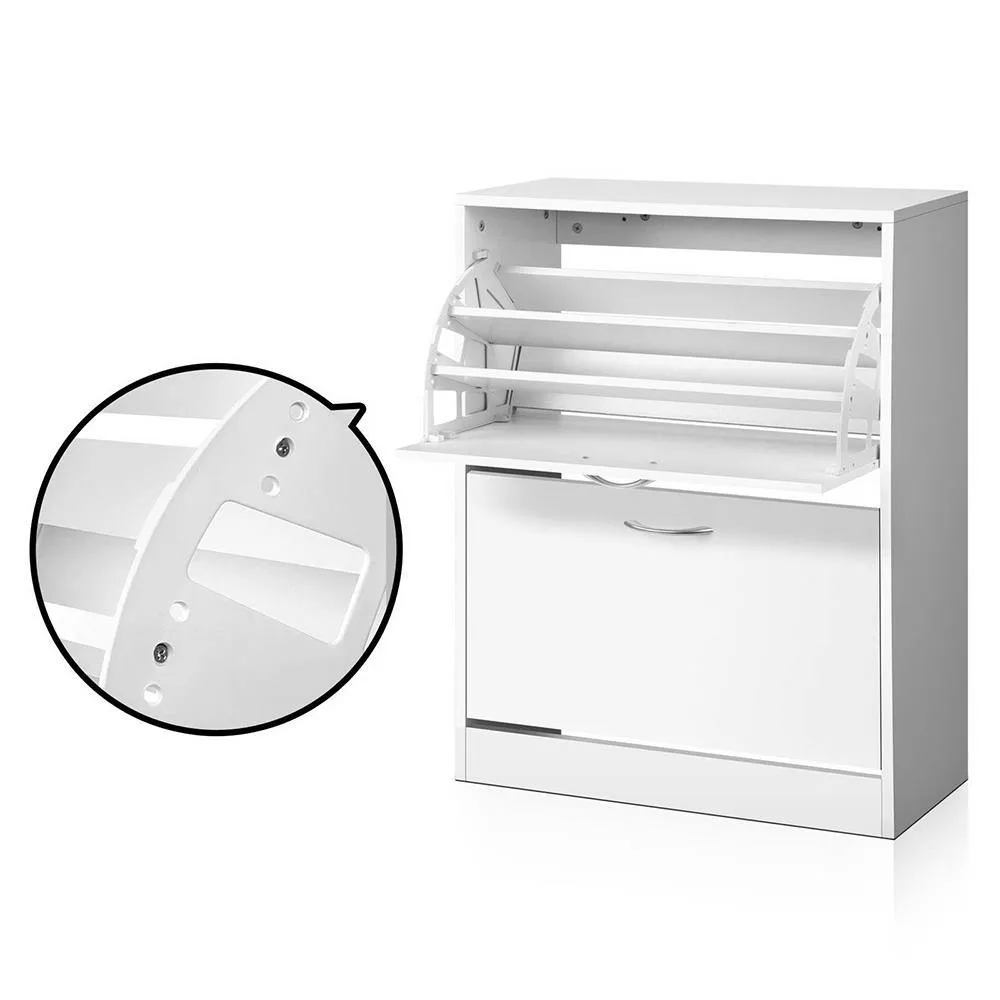 2 Door Shoe Cabinet - White