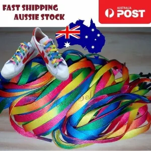 2pcs Rainbow 120cm 47" Colourful Shoelaces Sports Sneaker Shoe Laces