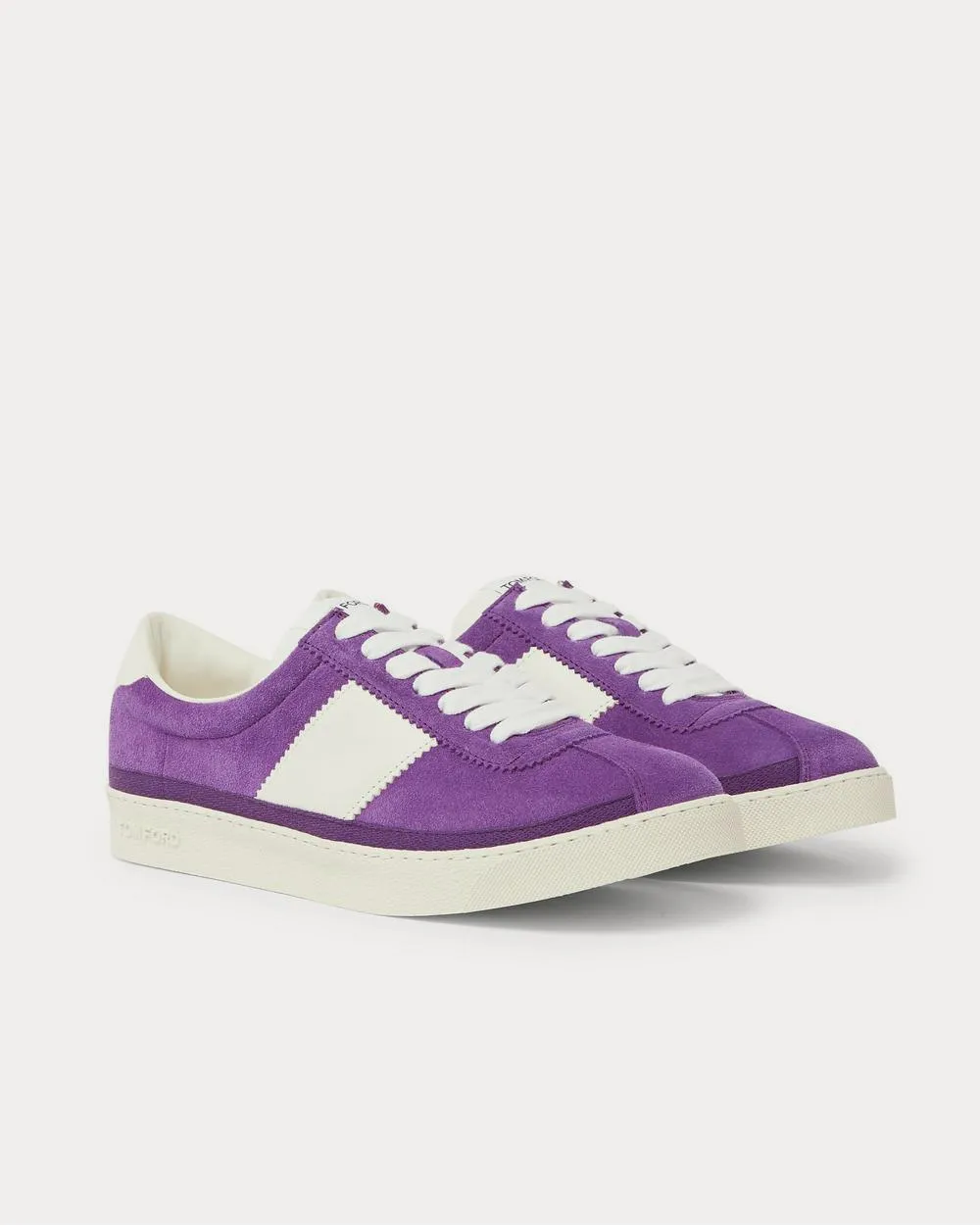 Bannister Leather-Trimmed Suede  Purple low top sneakers