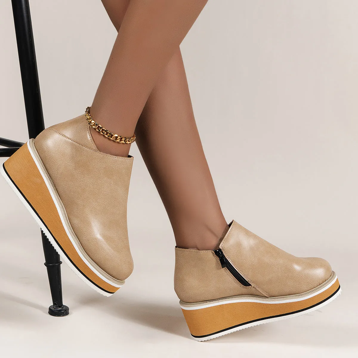 Belifi Women's Chelsea Boots with Thick Platform Wedge Heels