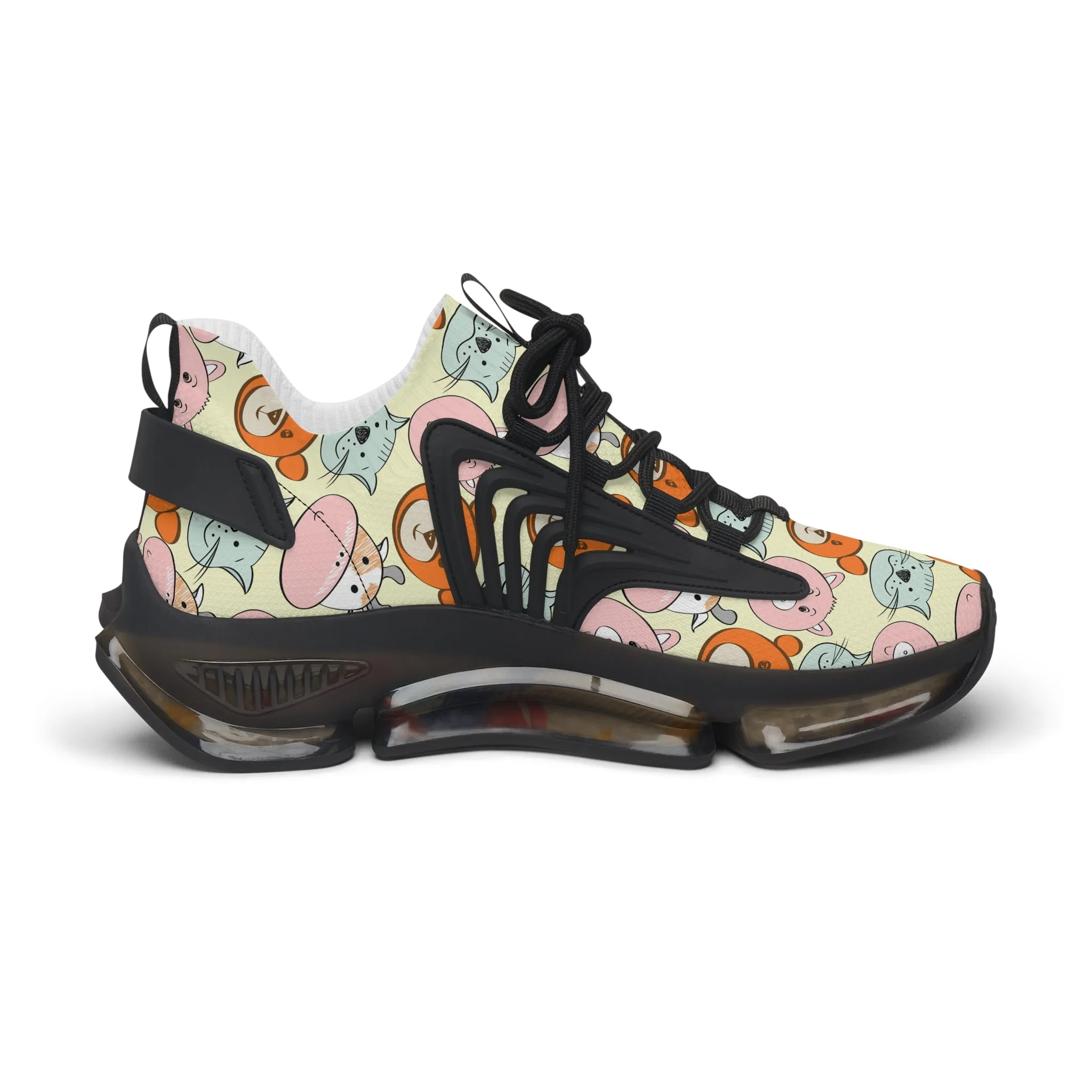 Colored Animal Faces Women's Mesh Sneakers
