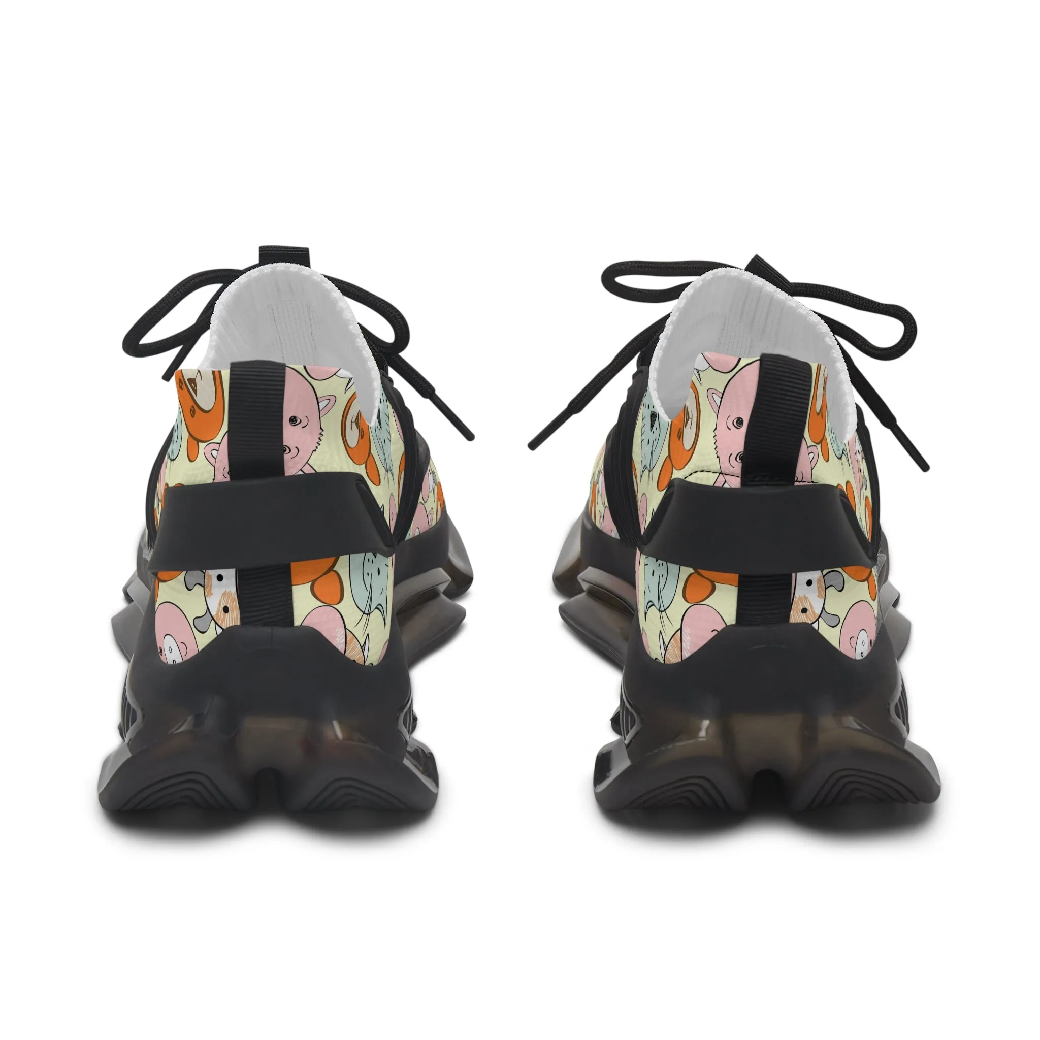 Colored Animal Faces Women's Mesh Sneakers