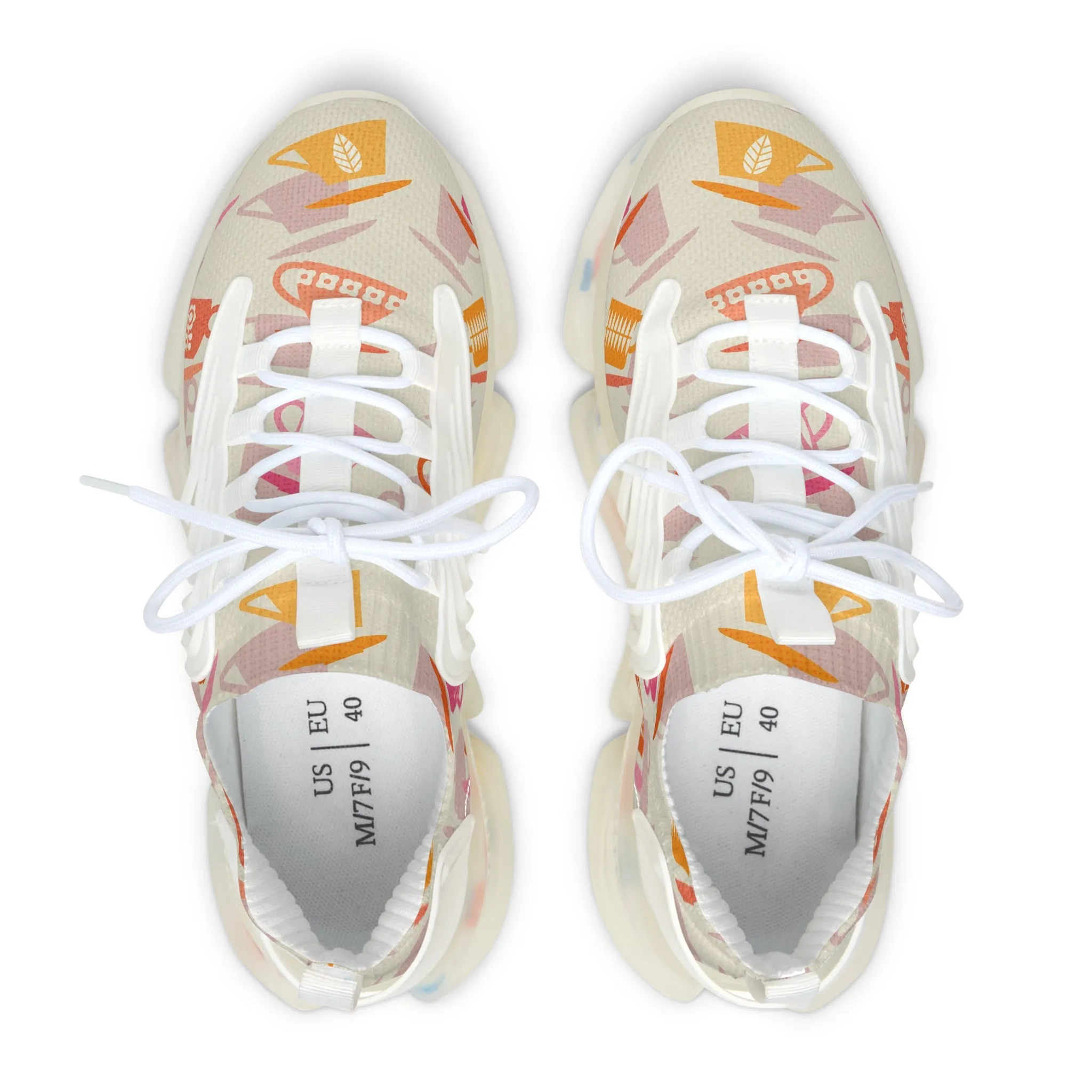 Colorful Coffee Cup Women's Mesh Sneakers