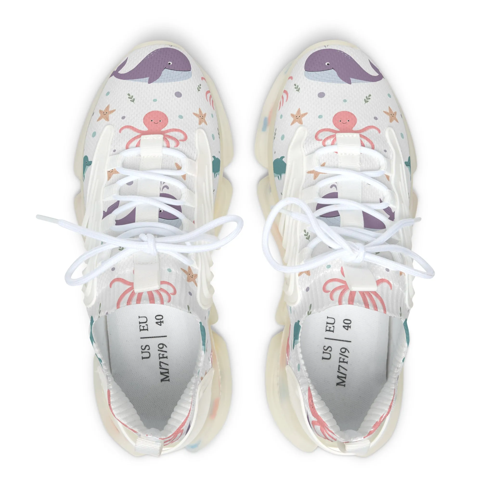 Colorful Purple Whale Women's Mesh Sneakers