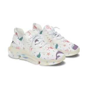 Colorful Purple Whale Women's Mesh Sneakers