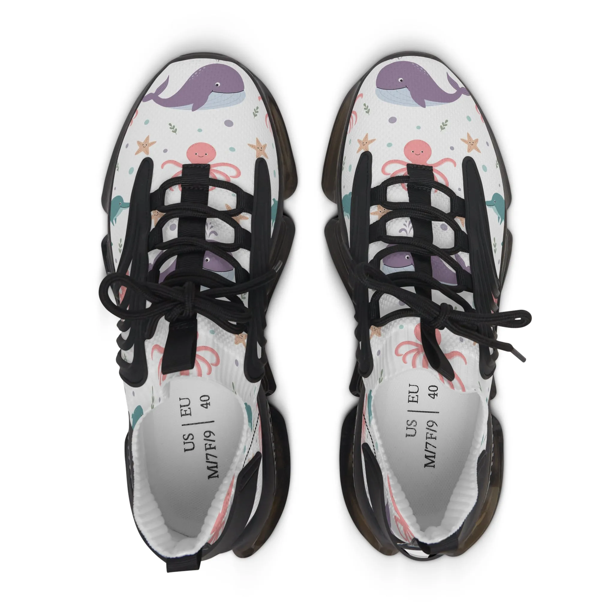 Colorful Purple Whale Women's Mesh Sneakers