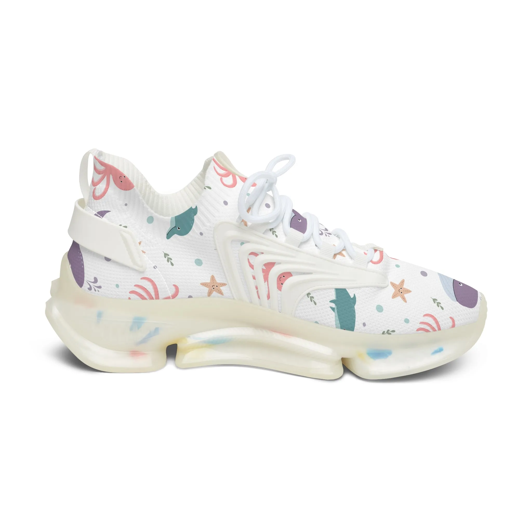 Colorful Purple Whale Women's Mesh Sneakers