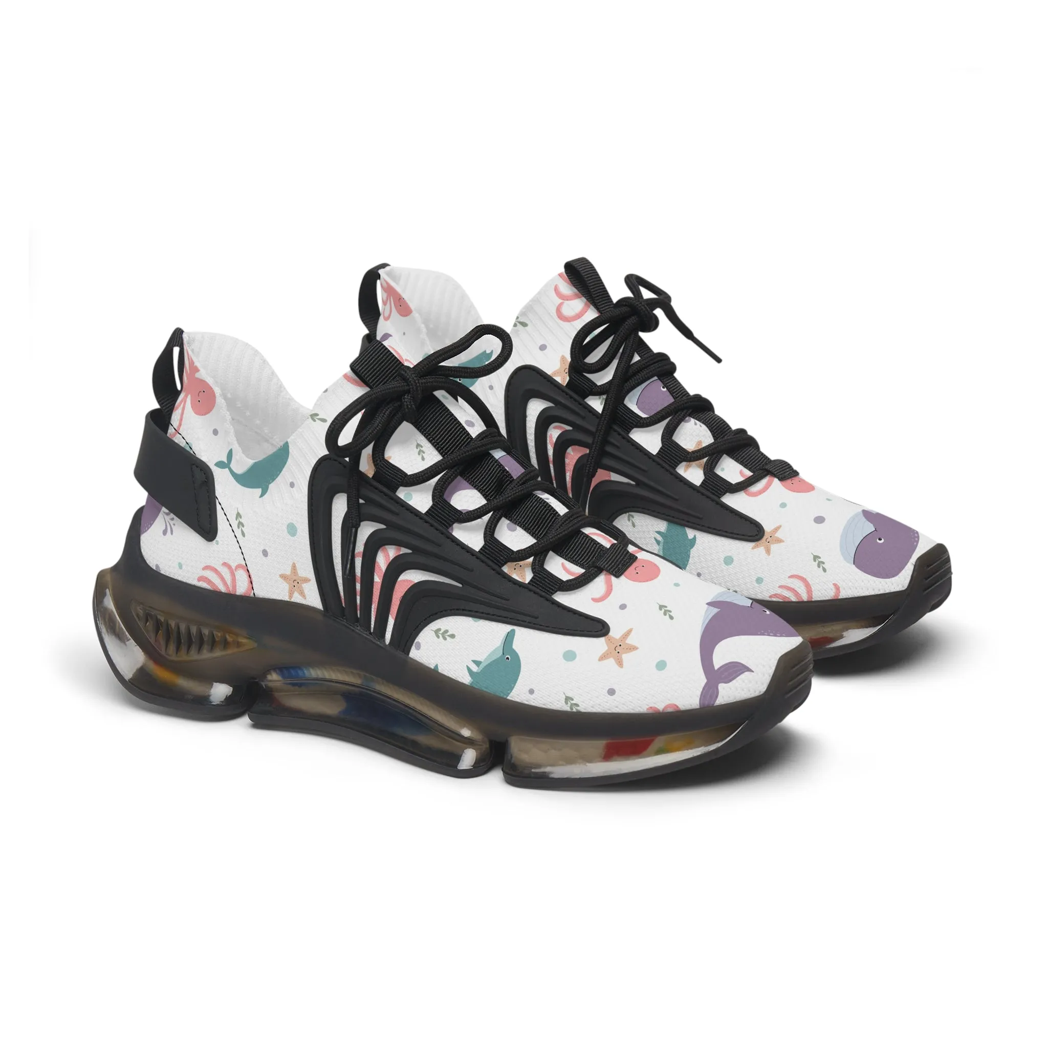 Colorful Purple Whale Women's Mesh Sneakers