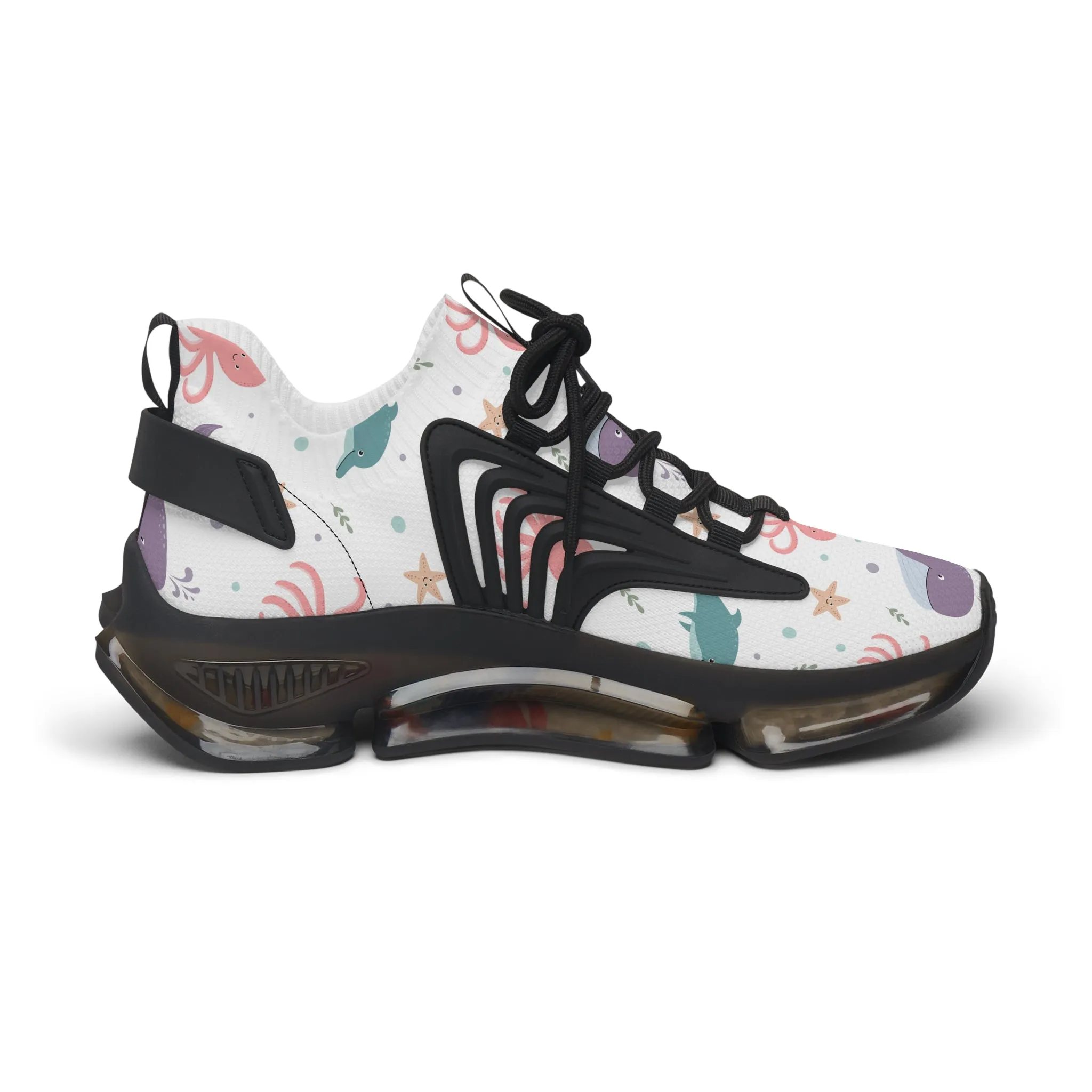 Colorful Purple Whale Women's Mesh Sneakers