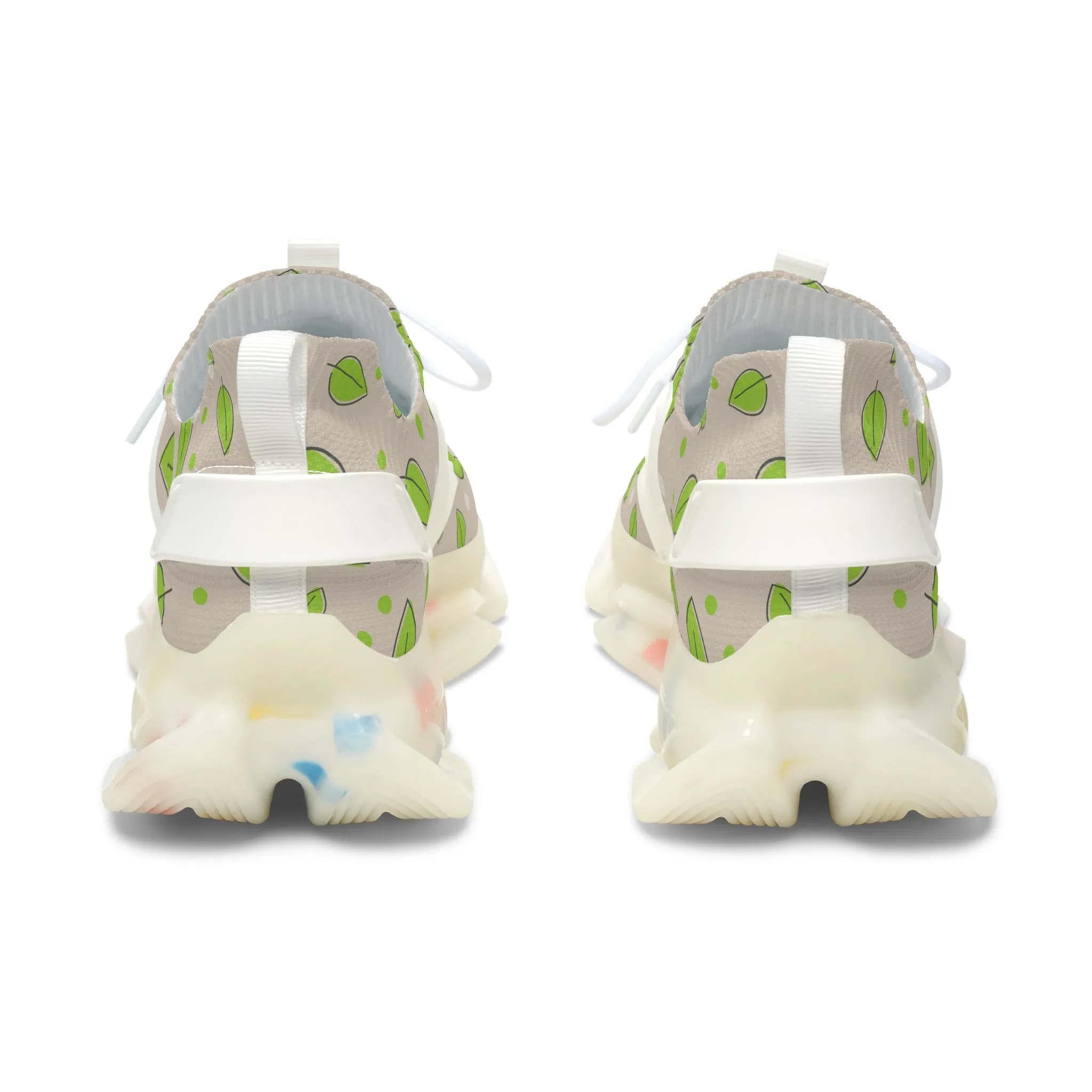 Cute Pastel Green Leaf Women's Mesh Sneakers