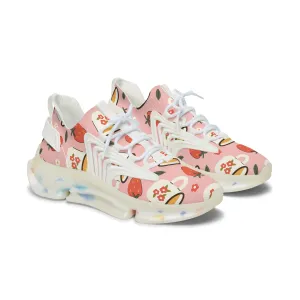 Floral Mug and Strawberries Women's Mesh Sneakers