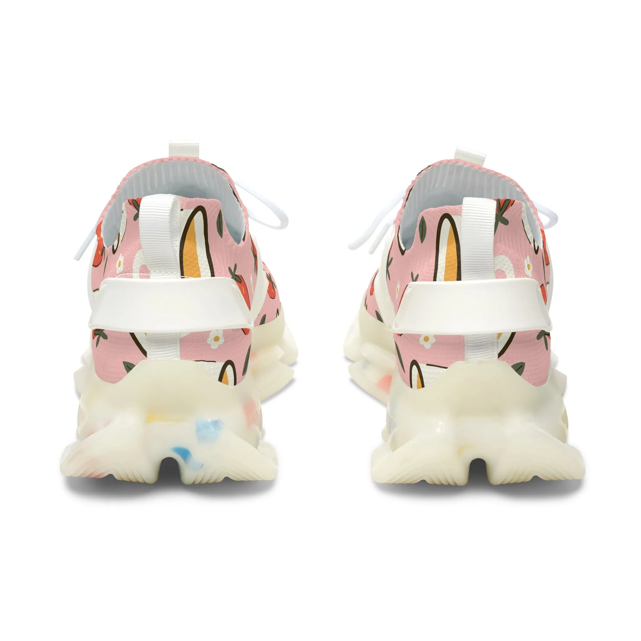 Floral Mug and Strawberries Women's Mesh Sneakers