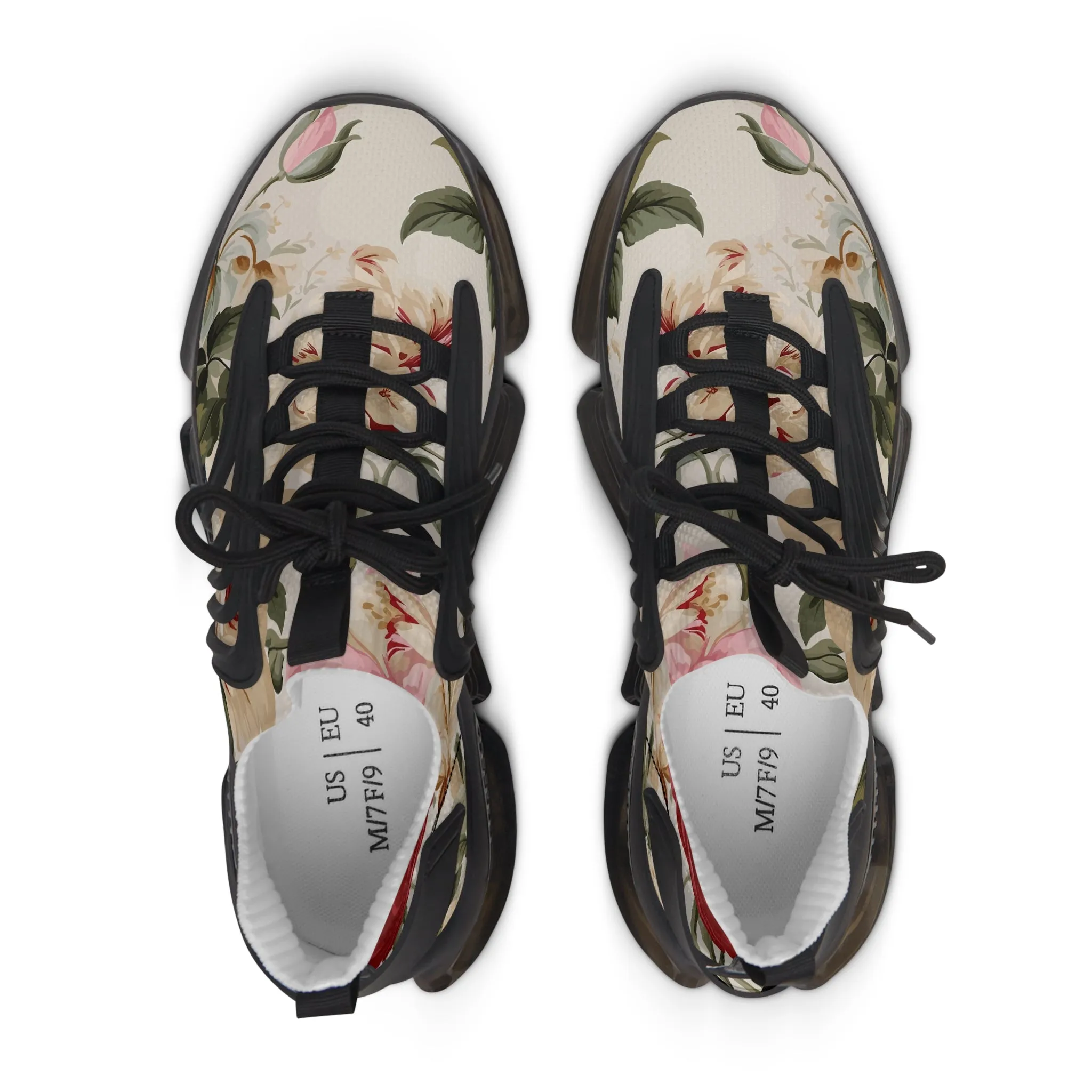 Floral Peach Print Women's Mesh Sneakers