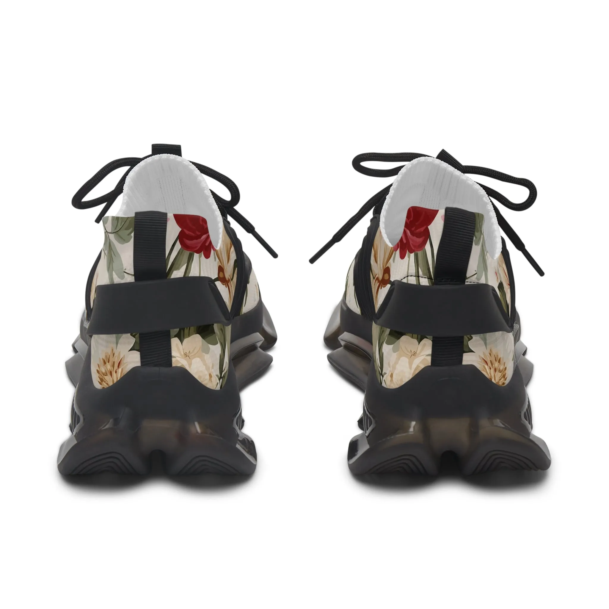 Floral Peach Print Women's Mesh Sneakers