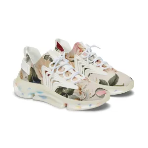 Floral Peach Print Women's Mesh Sneakers