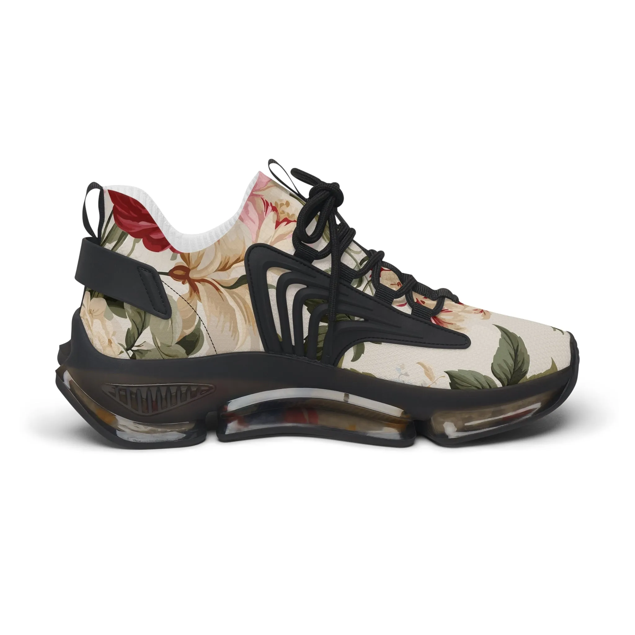 Floral Peach Print Women's Mesh Sneakers