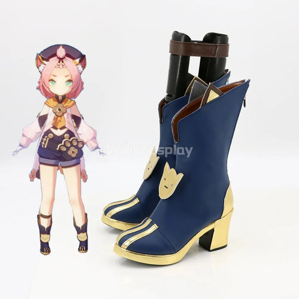 Genshin Impact Diona Blue Shoes Cosplay Boots