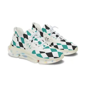 Green and Black Diamonds Women's Mesh Sneakers