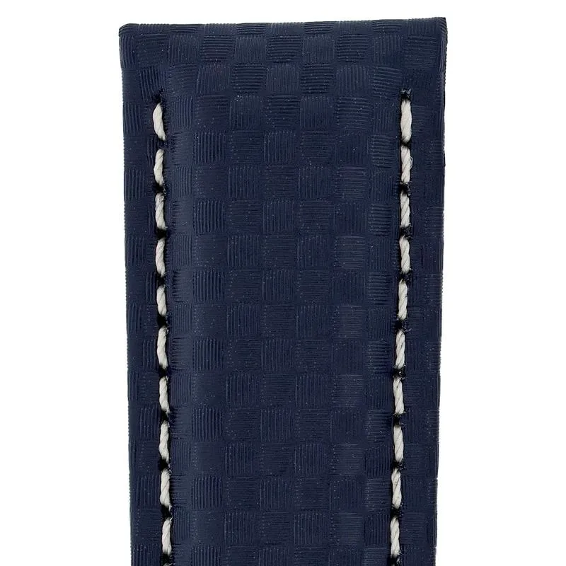Hirsch CARBON Embossed Water-Resistant Leather Watch Strap in BLUE