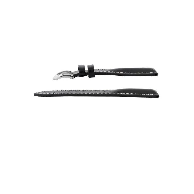 Hirsch HEAVY CALF Water-Resistant Calf Leather Watch Strap in BLACK / WHITE