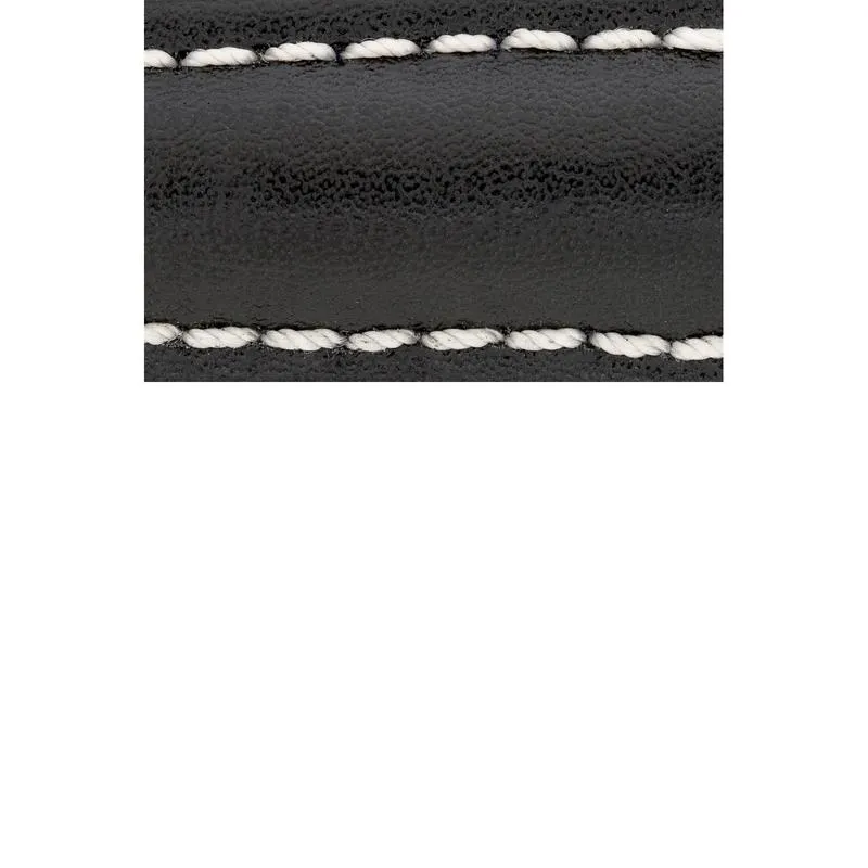 Hirsch HEAVY CALF Water-Resistant Calf Leather Watch Strap in BLACK / WHITE