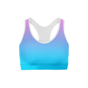 Ladies Pink Blue Ombre Sports Bra
