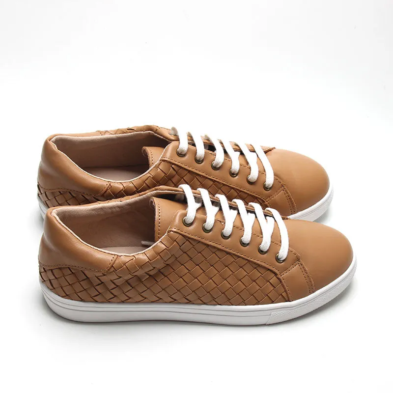 Leather Woven Sneaker | Color 'Rust' | Women