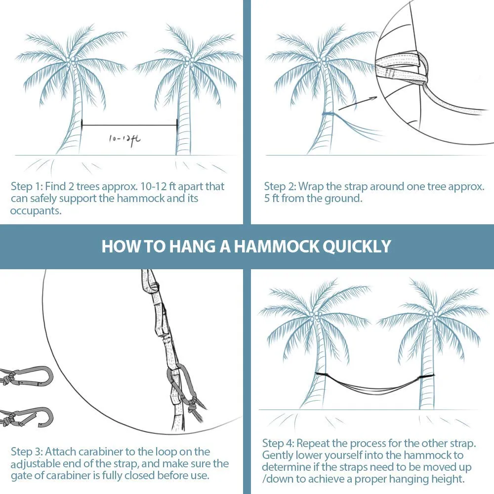 Nylon Camping Hammock with Straps & Carabiners - Terra Hiker