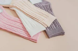 Pink Cable Knit Knee High Socks