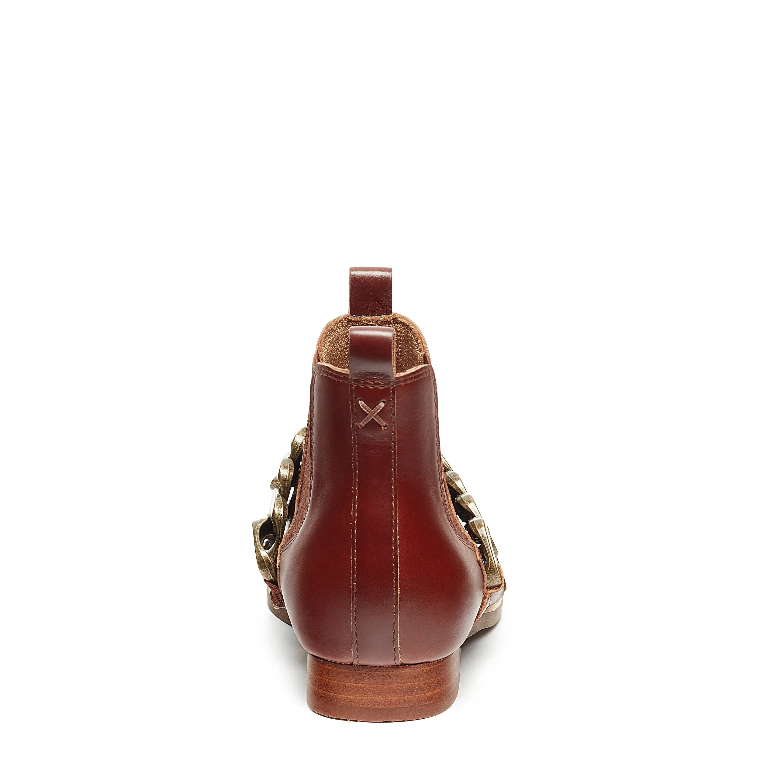 Slow chain leather bootie in coffee bean