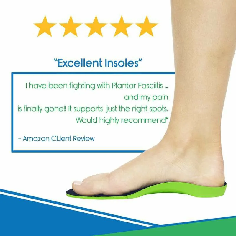 Vive Health Sole Plantar Full Length Shoe Inserts - Green