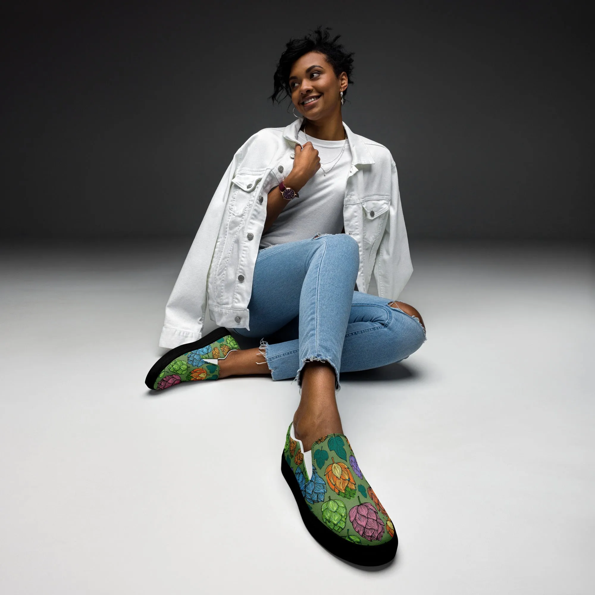 Women’s Mind Your Hops Slip-On Canvas Shoes – All Floral